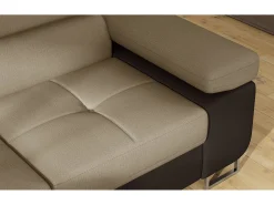 Les Tendances Espejo De Pared|Espejo^Sofá esquinero convertible en terciopelo con reposacabezas elevables - Colección Marka-Marrón/Marrón claro-Ángulo izquierdo Marru00f3n