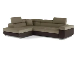 Les Tendances Espejo De Pared|Espejo^Sofá esquinero convertible en terciopelo con reposacabezas elevables - Colección Marka-Marrón/Marrón claro-Ángulo izquierdo Marru00f3n
