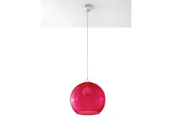 Clearance Sollux Lighting Sollux BALL - 1 lámpara colgante de techo con domo de vidrio , cromo, E27 Rojo