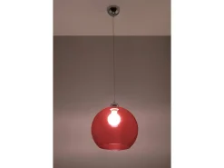 Clearance Sollux Lighting Sollux BALL - 1 lámpara colgante de techo con domo de vidrio , cromo, E27 Rojo