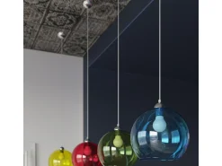 Clearance Sollux Lighting Sollux BALL - 1 lámpara colgante de techo con domo de vidrio , cromo, E27 Rojo