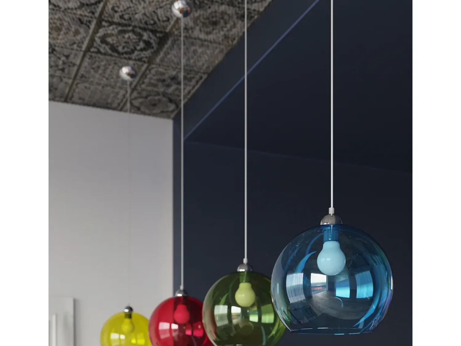 Clearance Sollux Lighting Sollux BALL - 1 lámpara colgante de techo con domo de vidrio , cromo, E27 Rojo