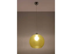 Sollux Lighting Lámpara Suspendida^Sollux BALL - 1 lámpara colgante de techo con cúpula de vidrio , cromo, E27 Amarillo
