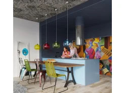 Sollux Lighting Lámpara Suspendida^Sollux BALL - 1 lámpara colgante de techo con cúpula de vidrio , cromo, E27 Amarillo