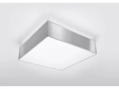 Sollux Lighting Plafón^Sollux HORUS - Lámpara de techo cuadrada a ras de suelo con 2 luces Plata, E27 Gris