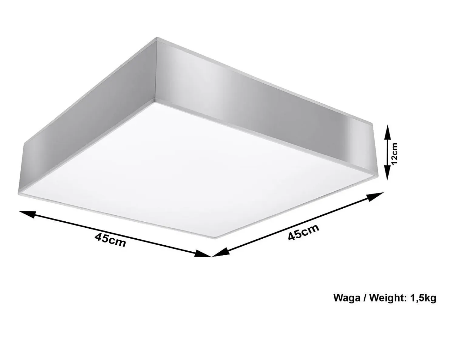 Best Sollux Lighting Sollux HORUS - Lámpara de techo cuadrada a ras de suelo 3 luces Plata, E27 Gris