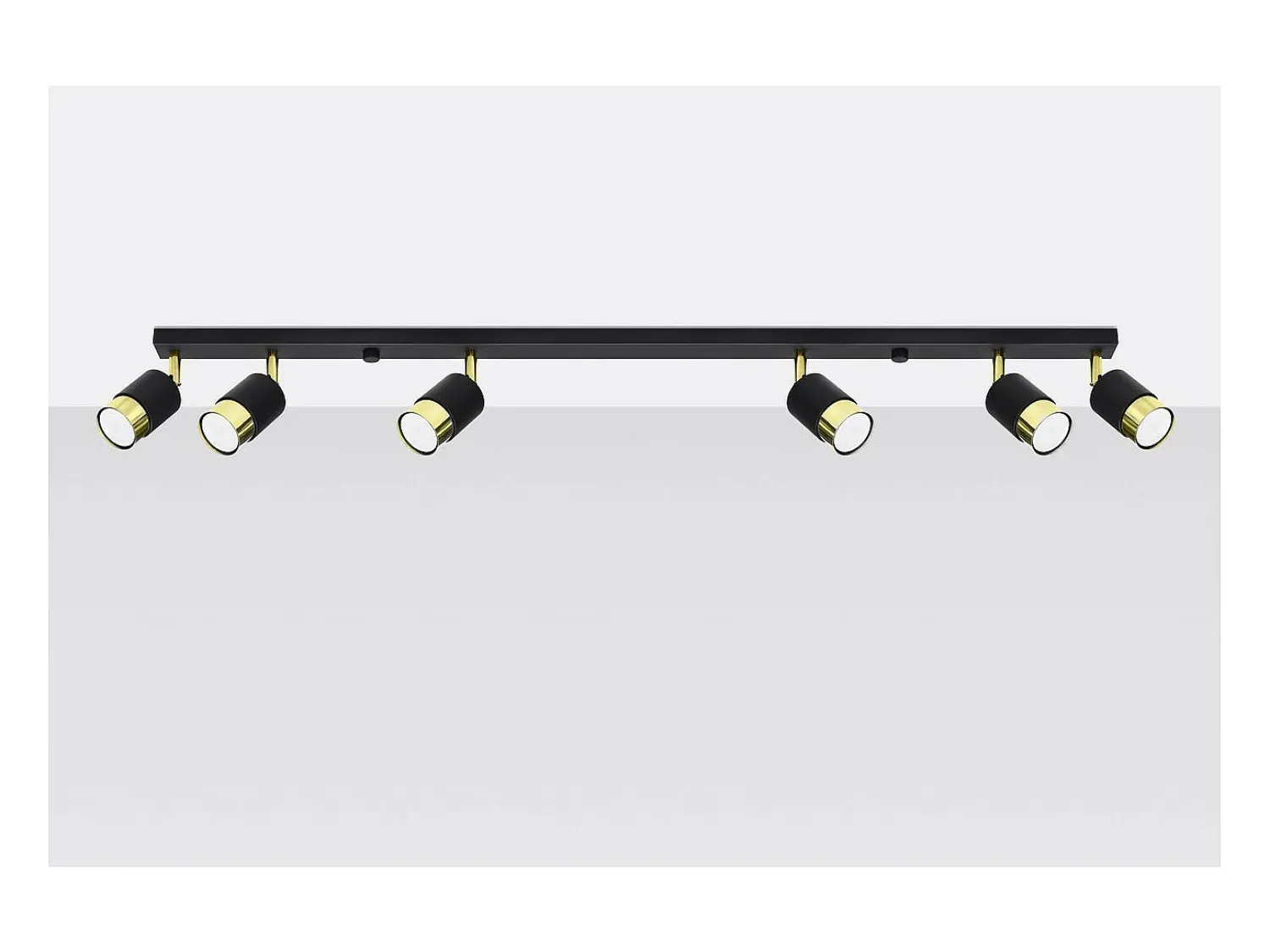 Sollux Lighting Plafón^Nero Barra Foco de Techo, /Dorado, 6x GU10 Negro