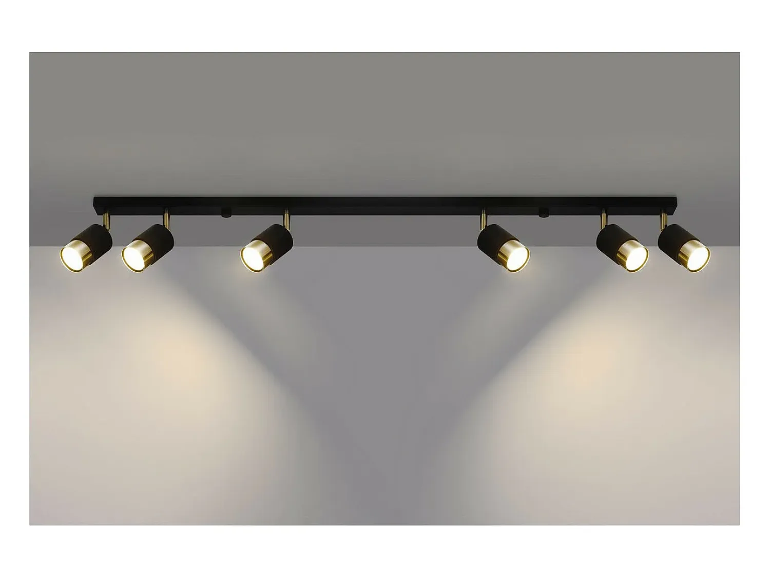 Sollux Lighting Plafón^Nero Barra Foco de Techo, /Dorado, 6x GU10 Negro