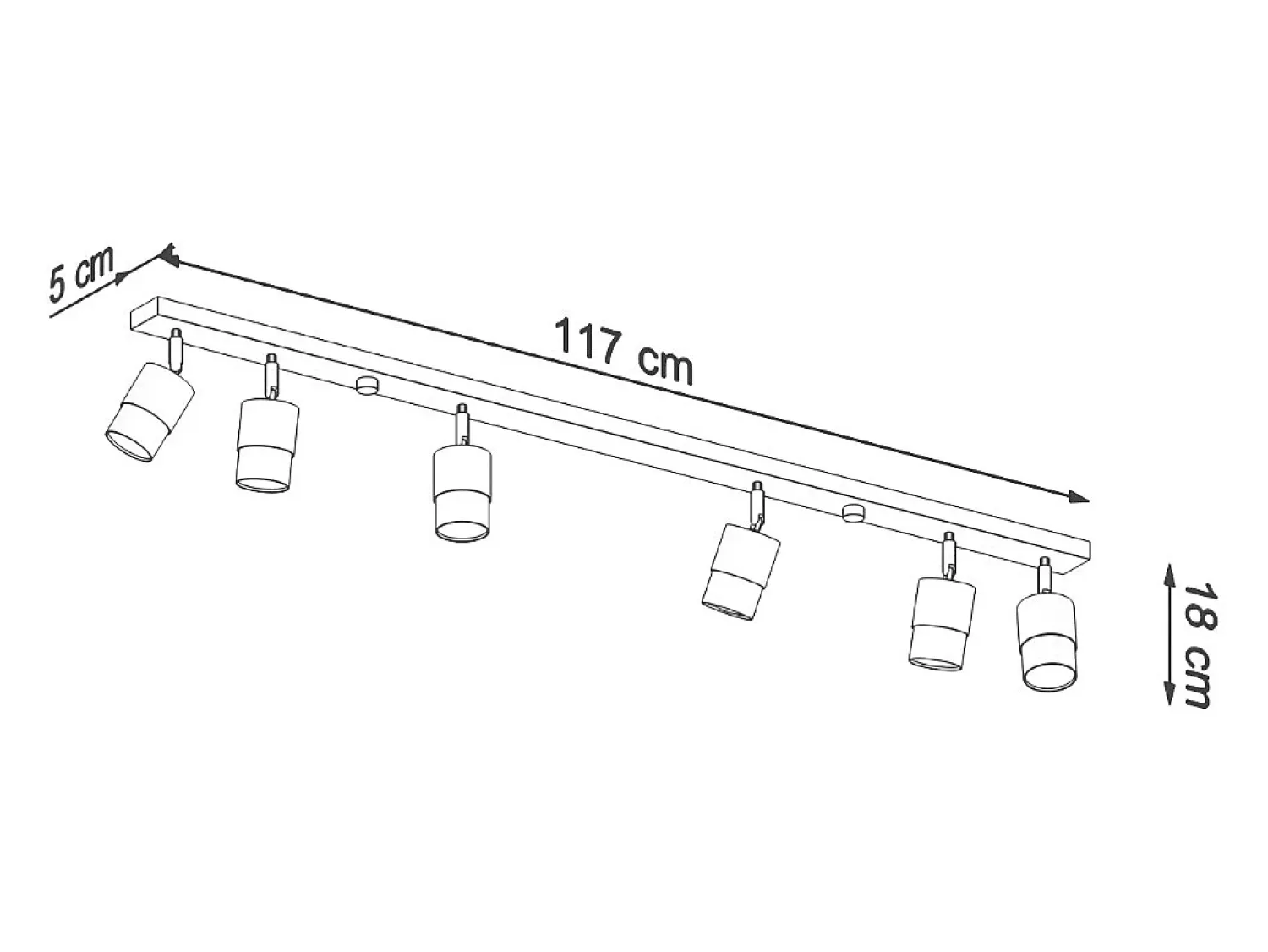 Sollux Lighting Plafón^Nero Barra Foco de Techo, /Dorado, 6x GU10 Negro