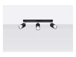 Sollux Lighting Plafón^Nero Barra Foco de Techo, Negro/Cromo, 3x GU10 Gris
