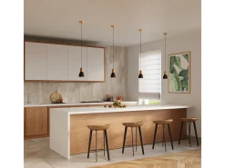 Sollux Lighting Qubic Dome Lámpara de Techo Suspendida Hormigón Negro, Madera Natural