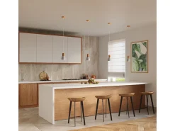 Sollux Lighting Qubic Lámpara de Techo Colgante Dome Gris Cemento, Madera Natural