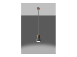 Sollux Lighting Qubic Lámpara de Techo Colgante Dome Gris Cemento, Madera Natural
