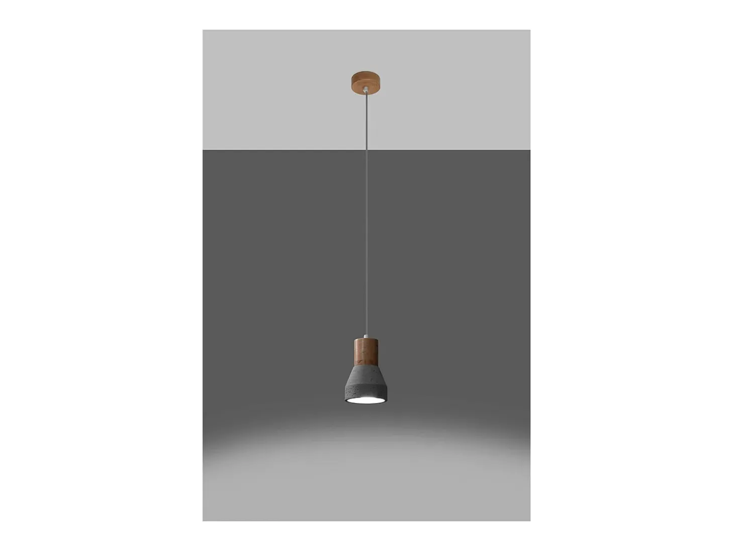 Sollux Lighting Qubic Lámpara de Techo Colgante Dome Gris Cemento, Madera Natural
