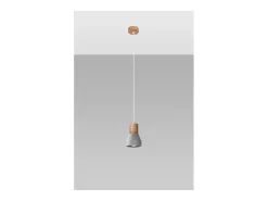 Sollux Lighting Qubic Lámpara de Techo Colgante Dome Gris Cemento, Madera Natural