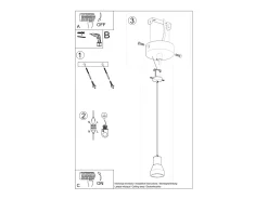 Sollux Lighting Qubic Lámpara de Techo Colgante Dome Gris Cemento, Madera Natural