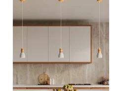 Sollux Lighting Qubic Lámpara de Techo Colgante Dome Gris Cemento, Madera Natural