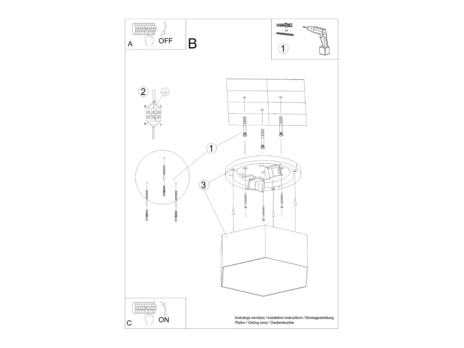 Sollux Lighting Plafón^Sunde Plafón Decorativo Empotrado, , 13,5cm Blanco