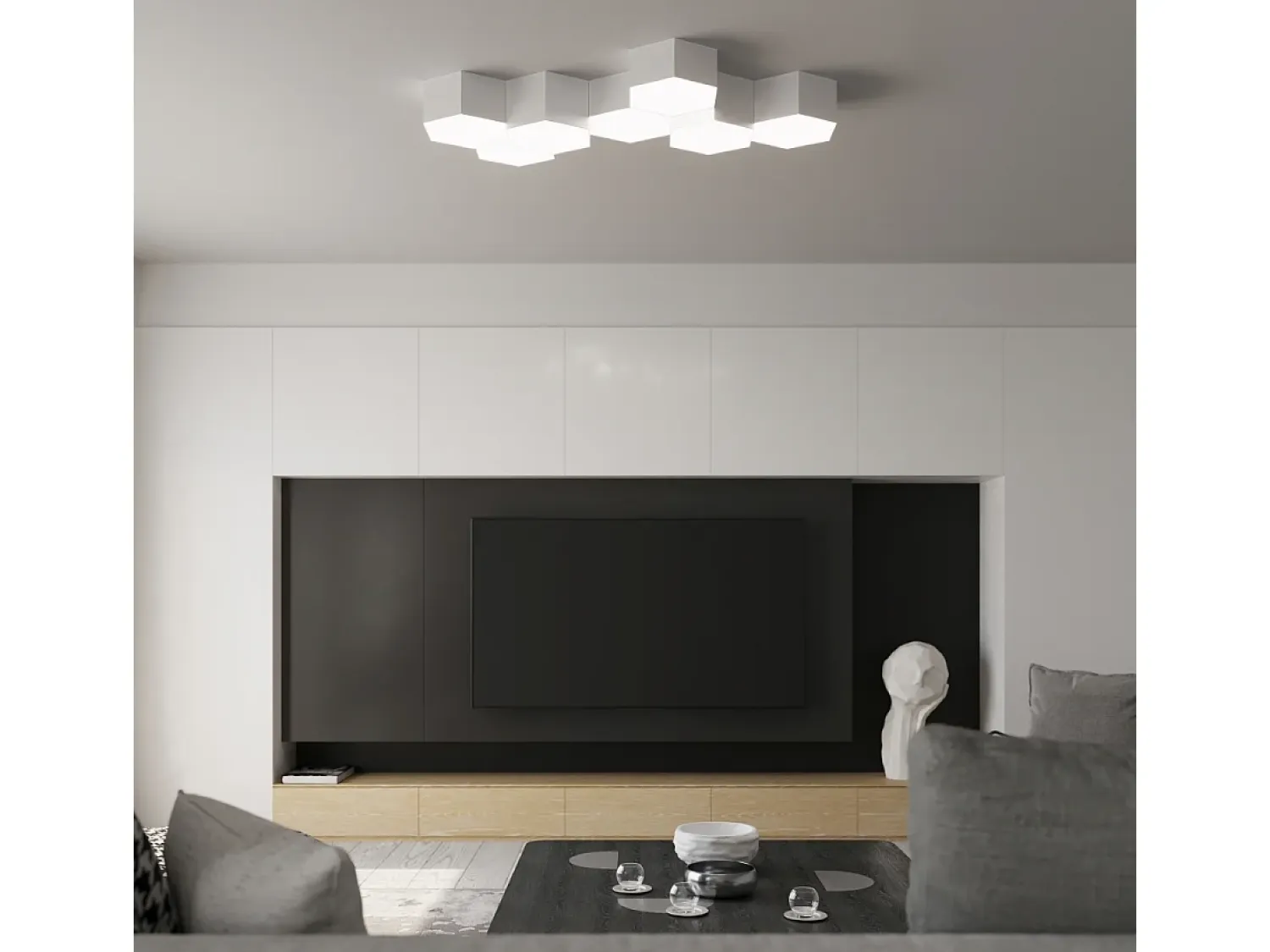 Sollux Lighting Plafón^Sunde Plafón Decorativo Empotrado, , 13,5cm Blanco