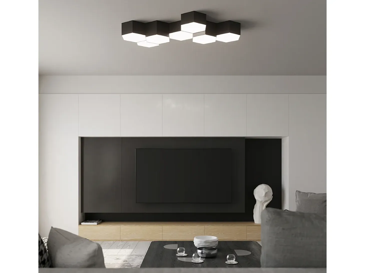 Sollux Lighting Sunde Plafón Decorativo Empotrado, Negro, 13,5cm