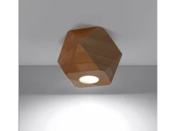 Sollux Lighting Plafón^Woody Downlight de Superficie, Madera Natural, 1x GU10 Marru00f3n