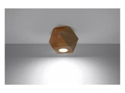 Sollux Lighting Plafón^Woody Downlight de Superficie, Madera Natural, 1x GU10 Marru00f3n