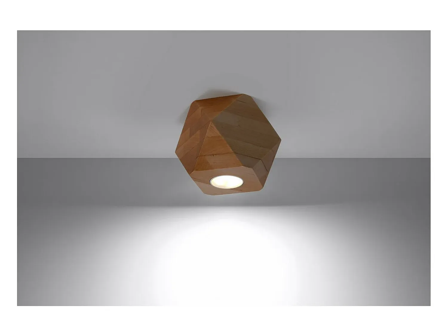 Sollux Lighting Plafón^Woody Downlight de Superficie, Madera Natural, 1x GU10 Marru00f3n