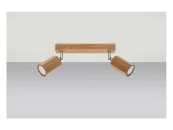 Sollux Lighting Plafón^Zeke Foco de Techo Twin Octagon Roble Madera, 2x GU10 Marru00f3n