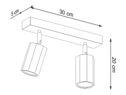 Sollux Lighting Plafón^Zeke Foco de Techo Twin Octagon Roble Madera, 2x GU10 Marru00f3n