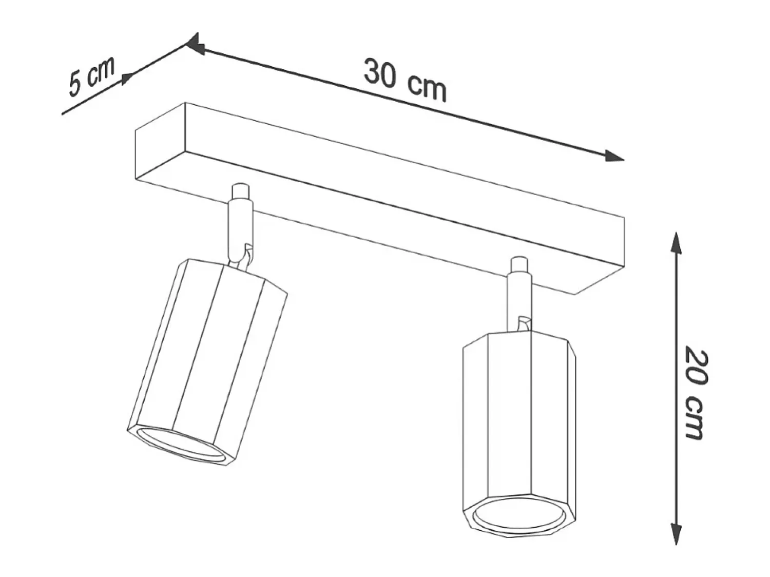 Sollux Lighting Plafón^Zeke Foco de Techo Twin Octagon Roble Madera, 2x GU10 Marru00f3n