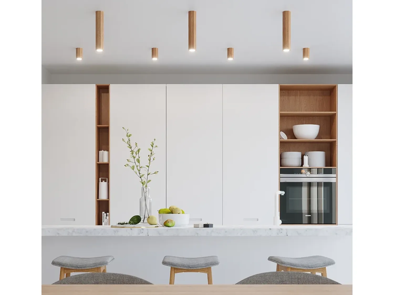 Sollux Lighting Plafón^Zeke Foco de Techo Twin Octagon Roble Madera, 2x GU10 Marru00f3n