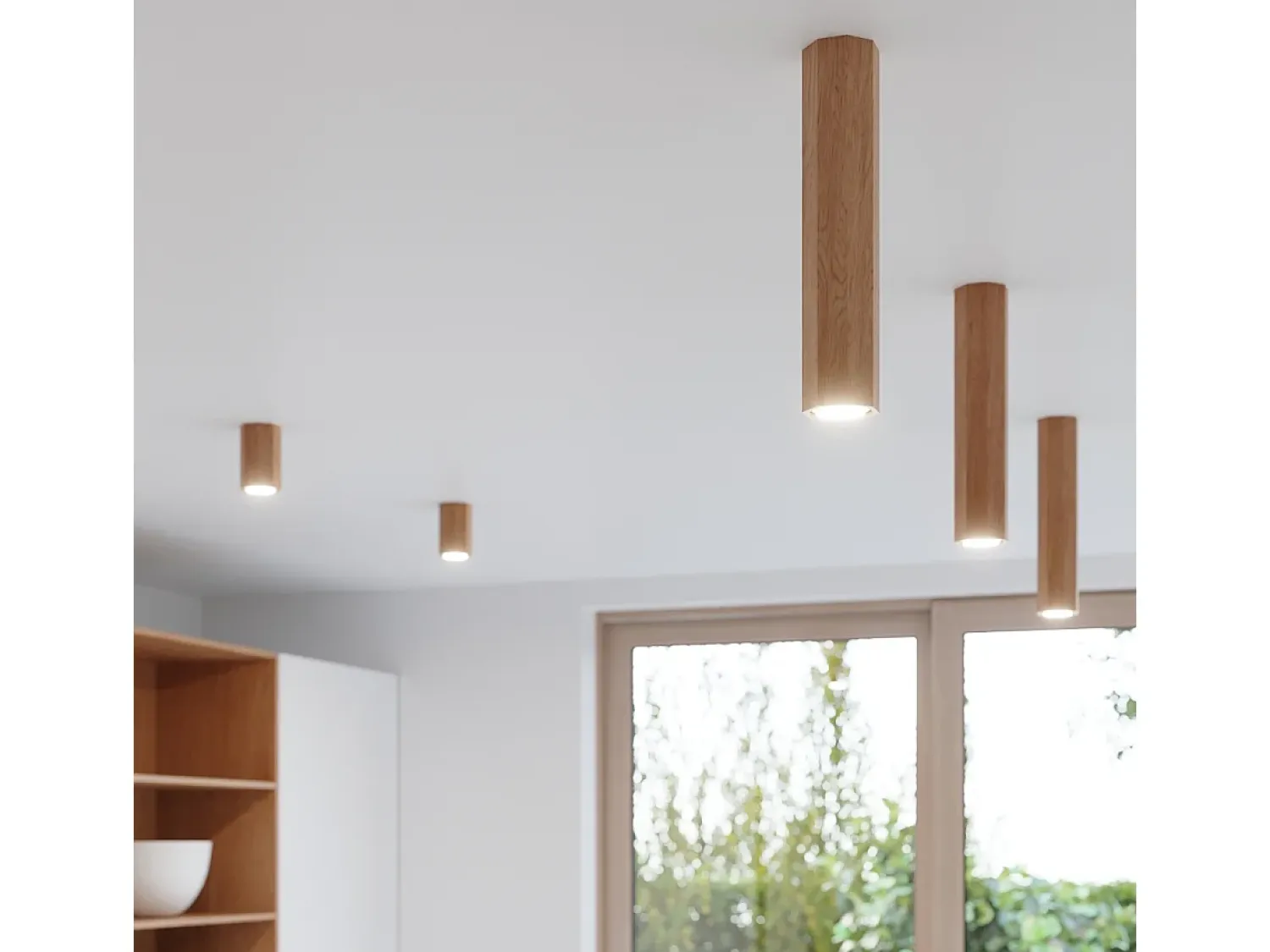 Sollux Lighting Plafón^Zeke Foco de Techo Twin Octagon Roble Madera, 2x GU10 Marru00f3n
