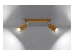 Sollux Lighting Plafón^Zeke Foco de Techo Twin Octagon Roble Madera, 2x GU10 Marru00f3n