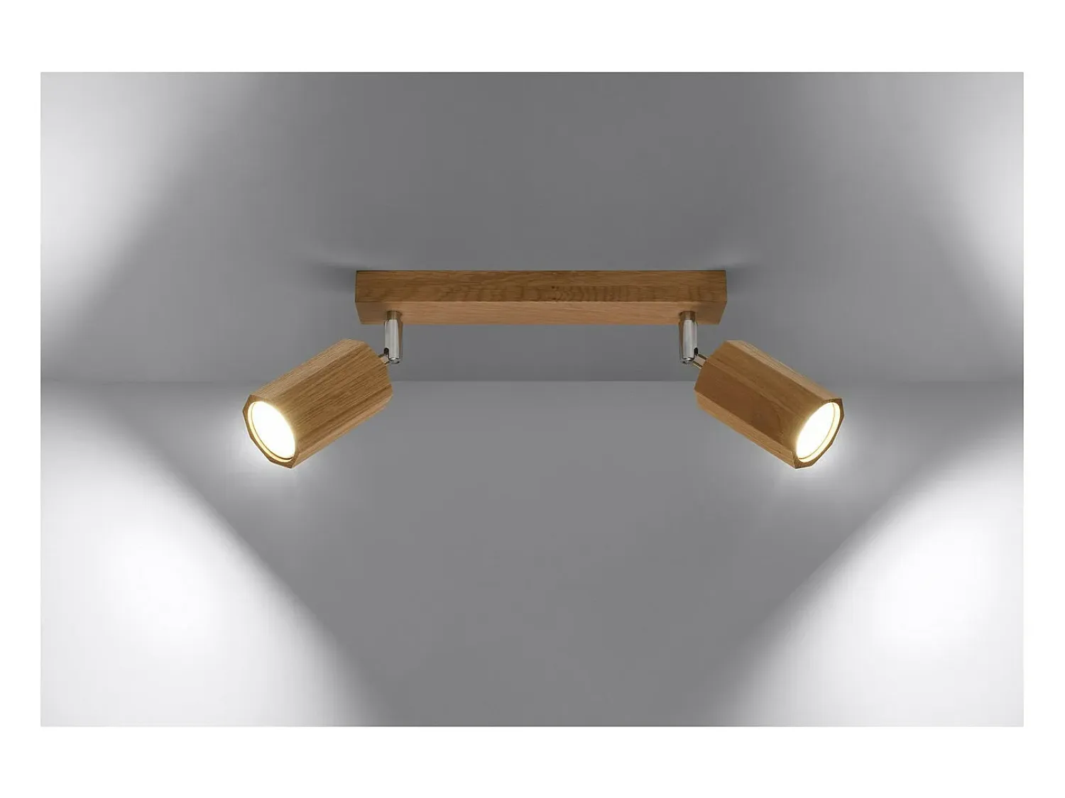 Sollux Lighting Plafón^Zeke Foco de Techo Twin Octagon Roble Madera, 2x GU10 Marru00f3n