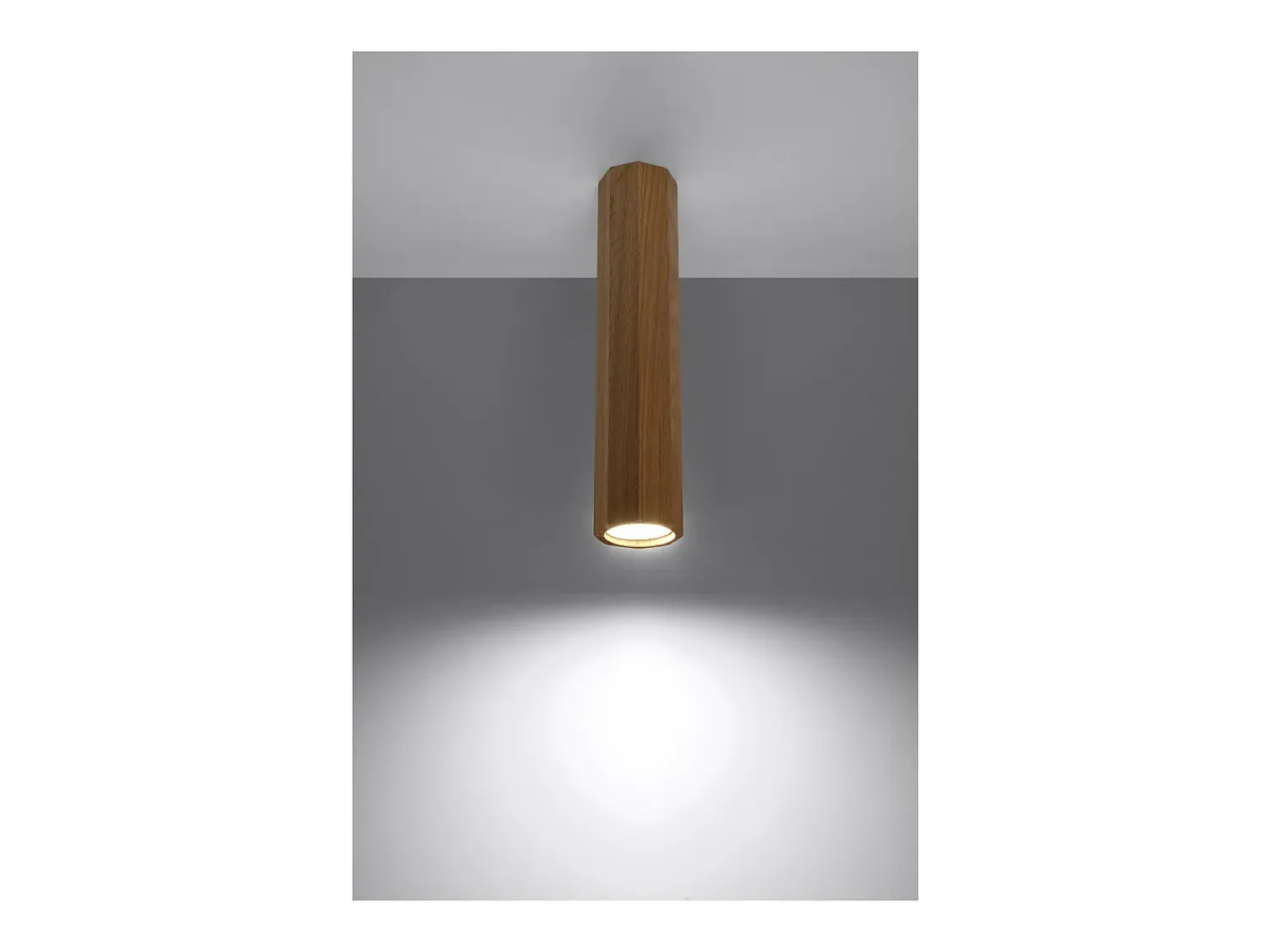 Sollux Lighting Plafón^Zeke Foco empotrable octogonal de madera de roble, 17,5 cm Marru00f3n