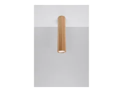 Sollux Lighting Plafón^Zeke Foco empotrable octogonal de madera de roble, 17,5 cm Marru00f3n