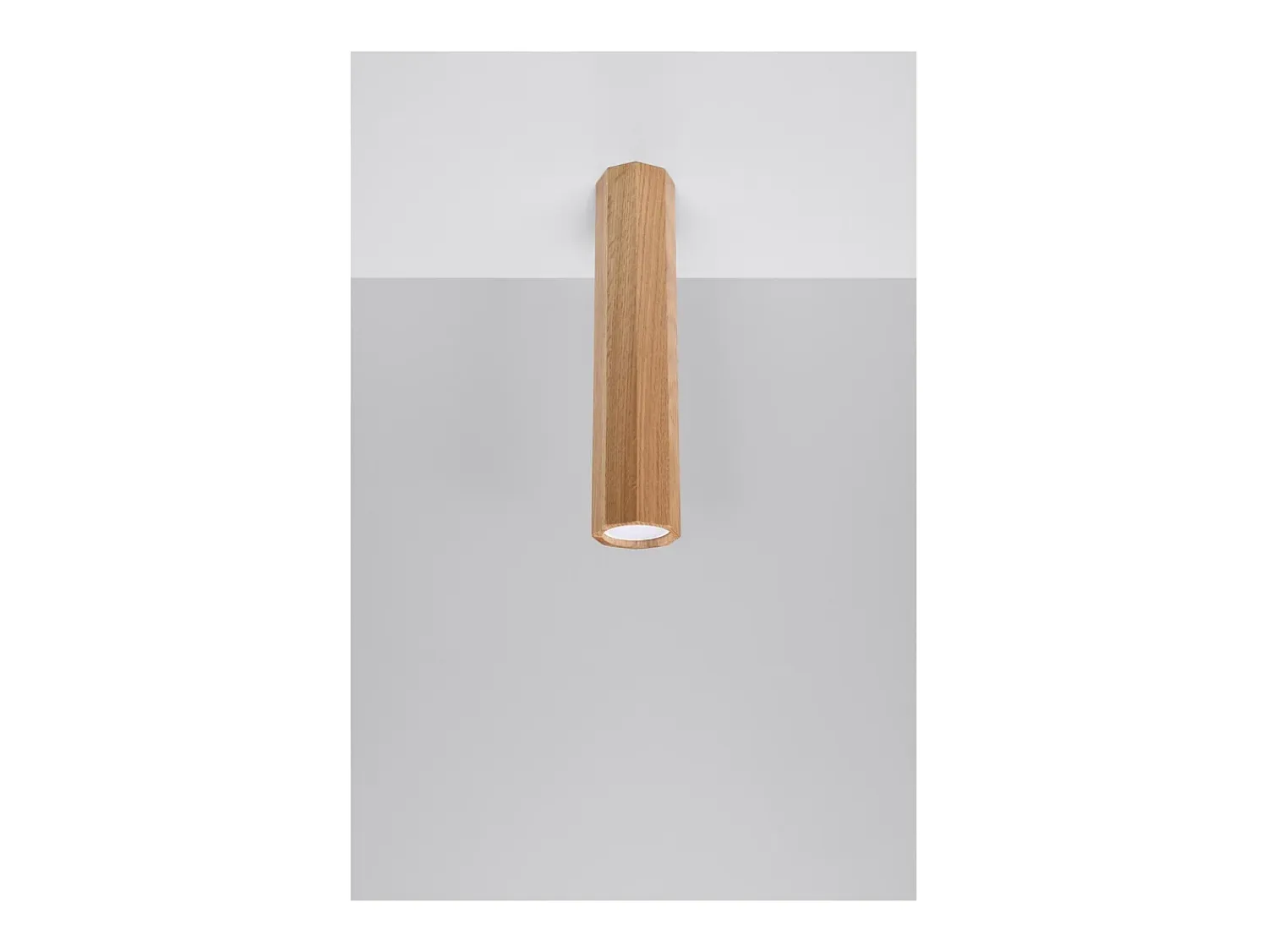 Sollux Lighting Plafón^Zeke Foco empotrable octogonal de madera de roble, 17,5 cm Marru00f3n