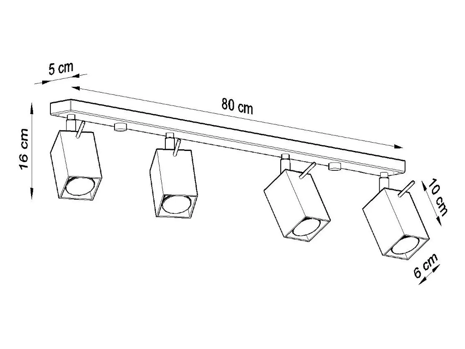 Sollux Lighting Plafón^Sollux MERIDA - Barra de 4 focos de luz , GU10 Gris