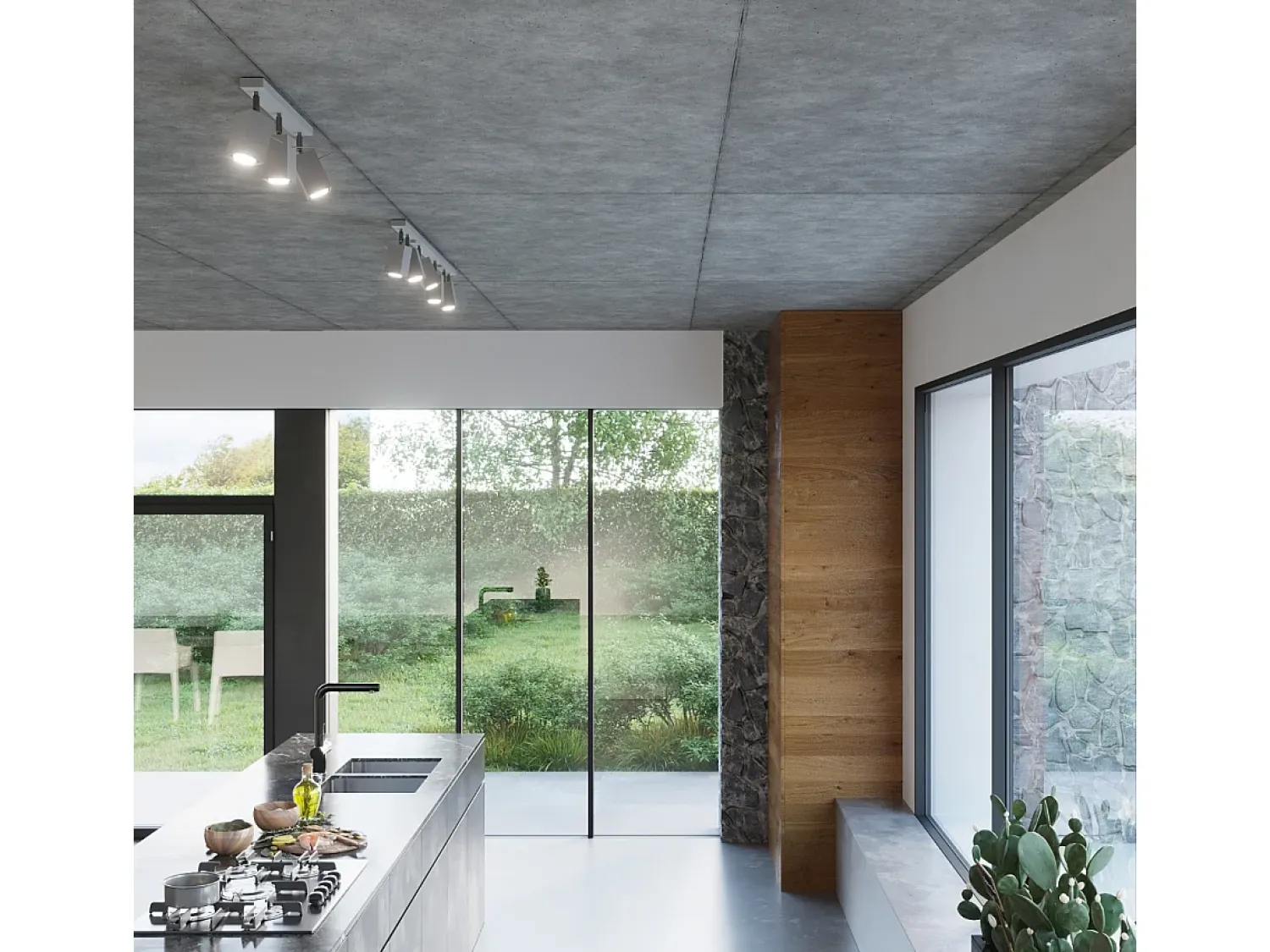 Sollux Lighting Plafón^Sollux MERIDA - Barra de 4 focos de luz , GU10 Gris