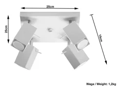 Sollux Lighting Plafón^Sollux MERIDA - Barra de 4 focos de luz blanca, GU10 Blanco