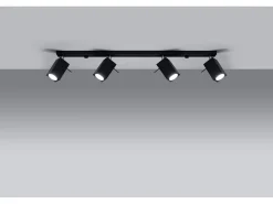 Sollux Lighting Plafón^Sollux MERIDA - Barra de 4 focos de luz negra, GU10 Negro