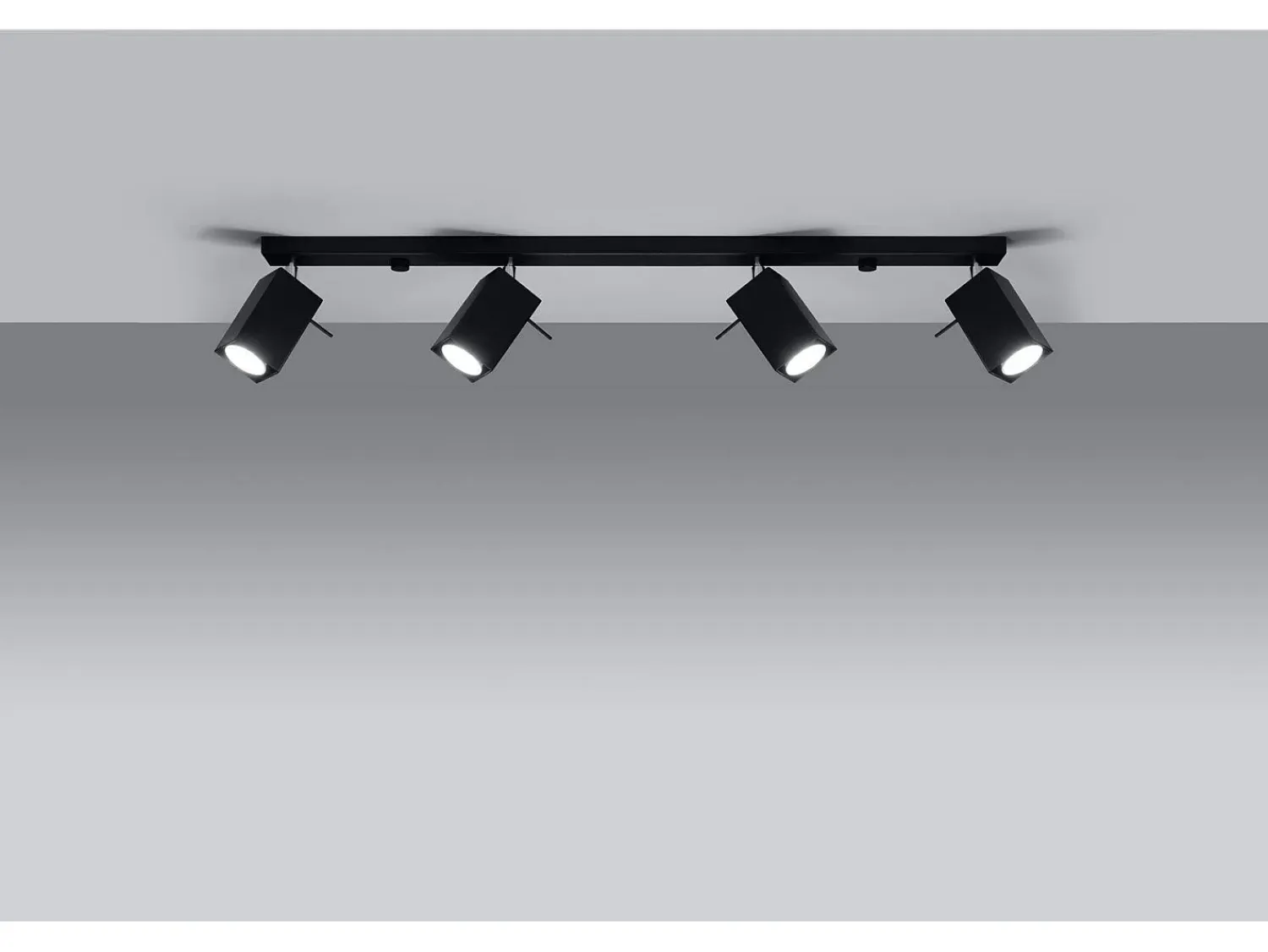 Sollux Lighting Plafón^Sollux MERIDA - Barra de 4 focos de luz negra, GU10 Negro