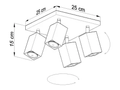 Sollux Lighting Plafón^Sollux MERIDA - Cluster de 4 focos de luz , GU10 Gris
