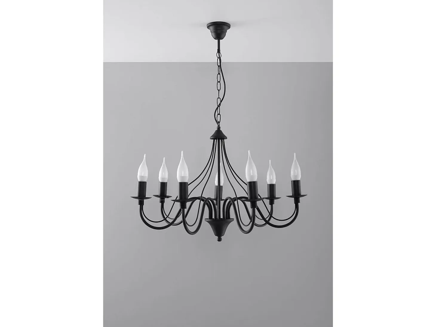 Sollux MINERWA - Lámpara de araña con brazos múltiples 7 luces Negro, E14
