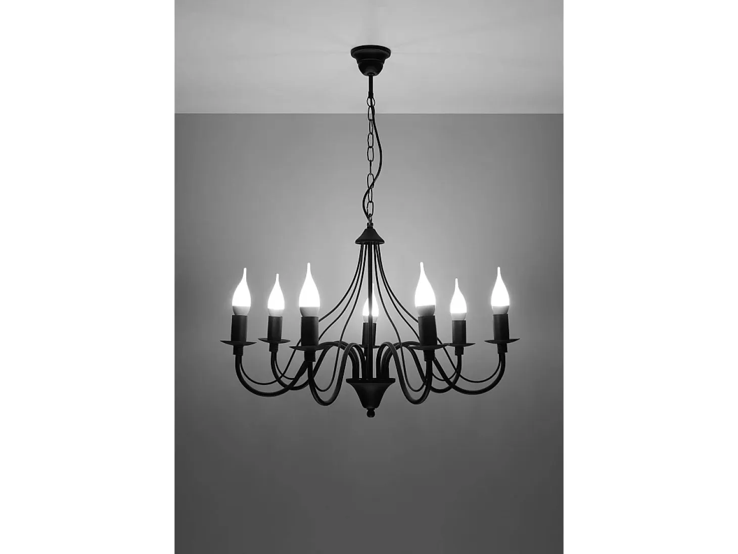 Sollux MINERWA - Lámpara de araña con brazos múltiples 7 luces Negro, E14
