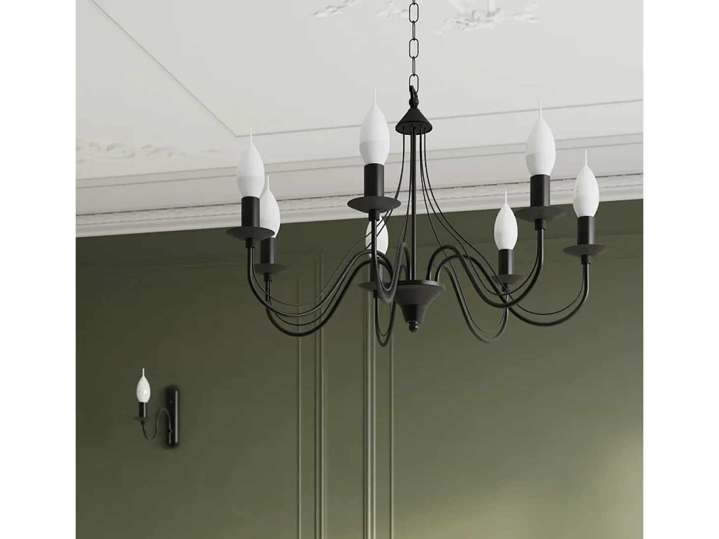 Sollux MINERWA - Lámpara de araña con brazos múltiples 7 luces Negro, E14