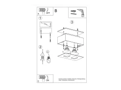 Sollux Lighting Plafón^Sollux MONO - Lámpara de techo empotrada de 2 luces en y negro, GU10 Blanco