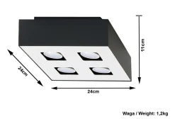 Best Sollux Lighting Sollux MONO - Lámpara de techo empotrada de 4 luces en y negro, GU10 Blanco