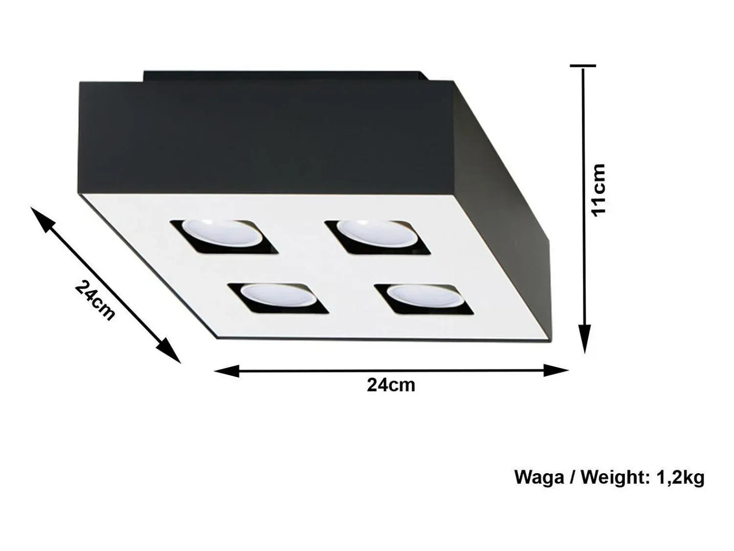 Best Sollux Lighting Sollux MONO - Lámpara de techo empotrada de 4 luces en y negro, GU10 Blanco