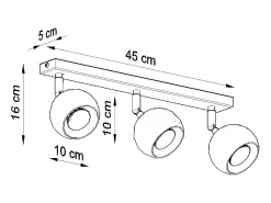 Sollux Lighting Plafón^Sollux OCULARE - Barra de 3 focos de luz , GU10 Negro